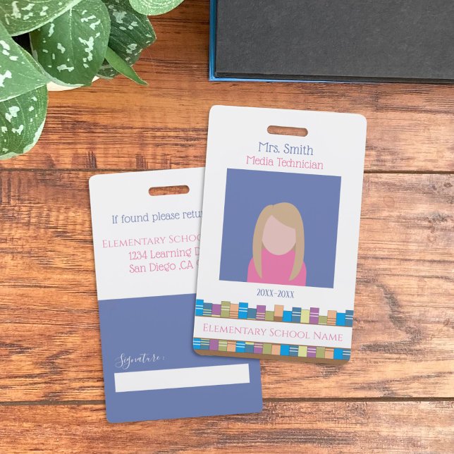 Abzeichen des Schulpersonals mit dem "Big Foto" Ausweis (School staff vertical ID badge with big photo .)