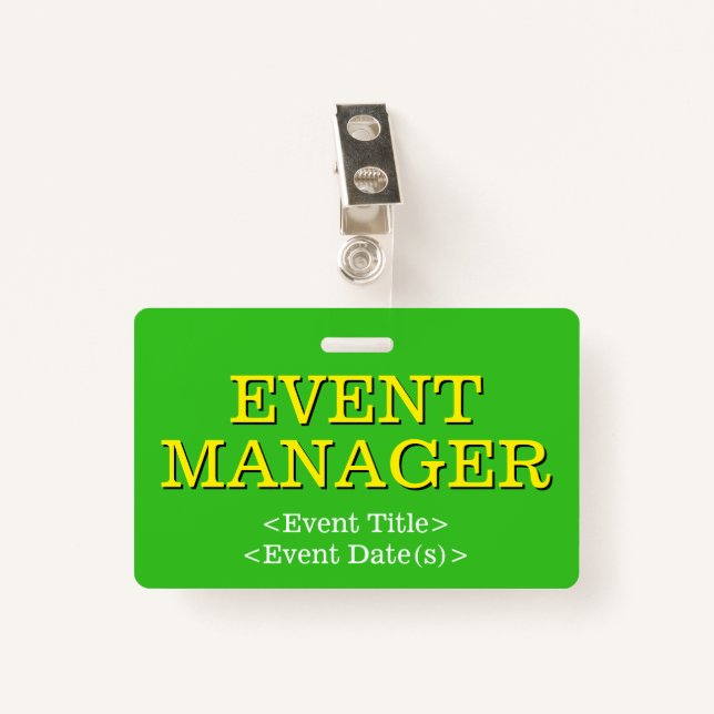 Abzeichen "EVENT MANAGER" Ausweis (Vorderseite mit Klammer)