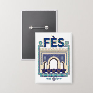 Abzeichen Fès – marokkanische Architekturillustrat Button