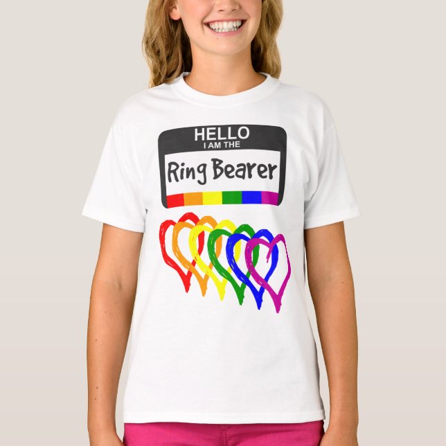 Abzeichen für die Hochzeit von Rainbow Flag Hörrin T-Shirt (Vorderseite)
