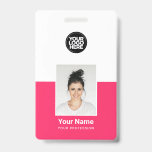 Abzeichen für die Sicherheitskennung von Mitarbeit Ausweis<br><div class="desc">Personalisieren Sie dieses Abzeichen mit dem Namen des Mitarbeiters, dem Foto, dem Namen des Mitarbeiters, dem Beruf und dem Firmenlogo. Ein einfaches Business-Design in cooler, lebendiger Neon-Rosa-Weiß-Farbe, die in Vorder- und Rücken-Größen vollständig anpassbar ist, serifenlose, einfache und moderne Schriftart für einen beruflichen und klaren Look. Die id-Abzeichen sind mit Lanyard,...</div>