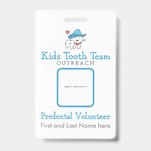 Abzeichen für freiwillige Helfer des Kids Tooth Te Ausweis