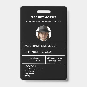 Abzeichen für geheime Agent Spy Party-Identität Ausweis