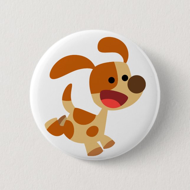 Abzeichen für niedliche Frolicking-Cartoon-Dog Button (Vorderseite)