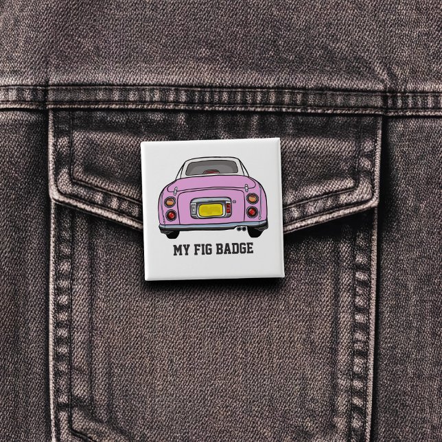 Abzeichen für Niedliche rosa Figaro Autoname Button (A fun figgy pin button badge to attach to you! Show off your love of pink figaro cars)