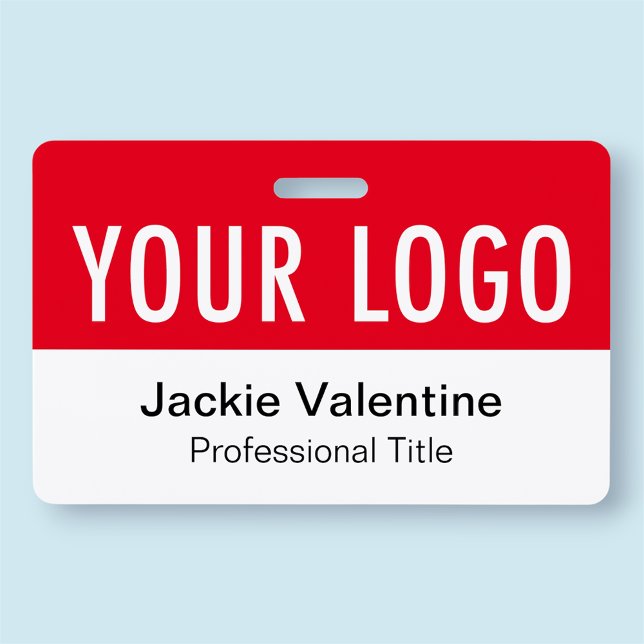 Abzeichen für Rot-PVC-Namen Horizontale Logokombin Ausweis (MISOOK Red Name Badge with Logo)