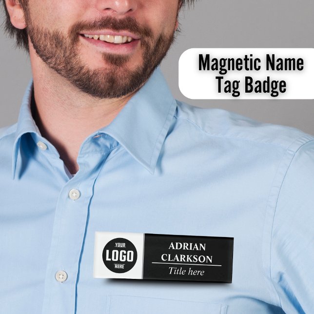 Abzeichen für Schwarz-weiße Markenname mit benutze Namenschild (Custom Logo Black White Magnetic Name Tag Badge)