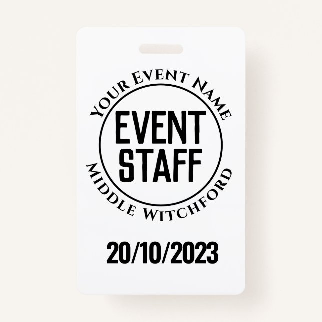 Abzeichen für Veranstaltungspersonal Ausweis (Vorderseite)