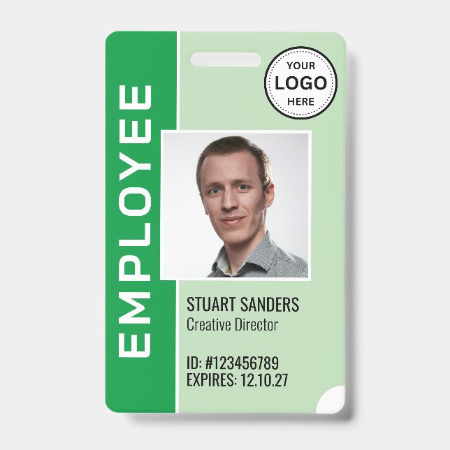 Abzeichen "Grüne Firmenlogos für Mitarbeiter" im F Ausweis (Vorderseite)