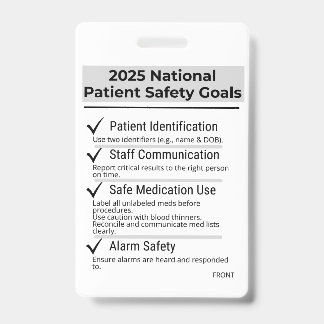 Abzeichen-Karte 2025 National Patient Safety Goals Ausweis
