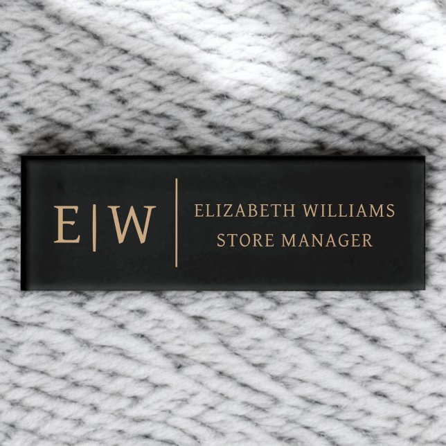 Abzeichen Magnet Black Gold Monogram Mitarbeiter N Namenschild (Von Creator hochgeladen)