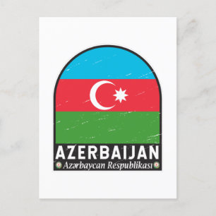 Abzeichen mit Aserbaidschan-Flagge im Vintage-Look Postkarte