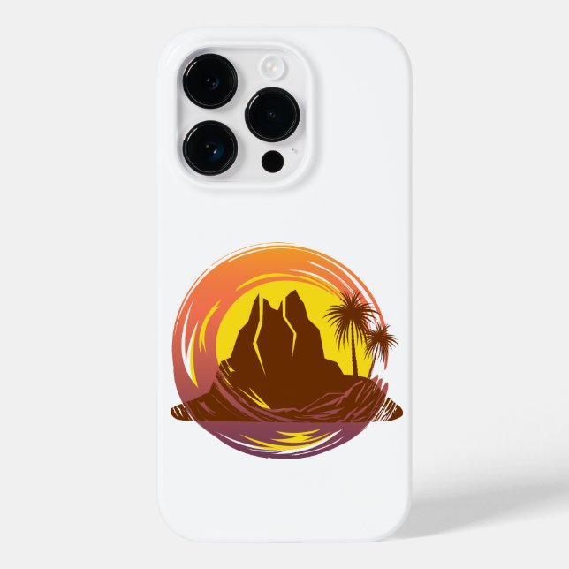 Abzeichen mit tropischer Vulkanlandschaft und Palm Case-Mate iPhone Hülle (Rückseite)
