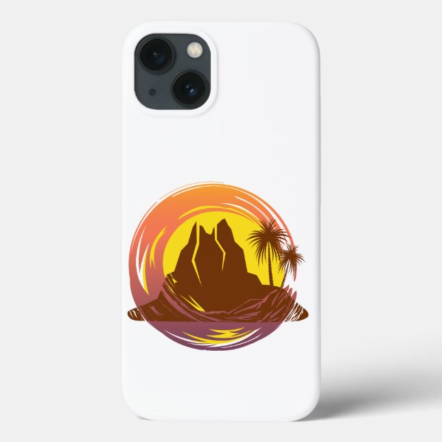 Abzeichen mit tropischer Vulkanlandschaft und Palm Case-Mate iPhone Hülle (Rückseite)