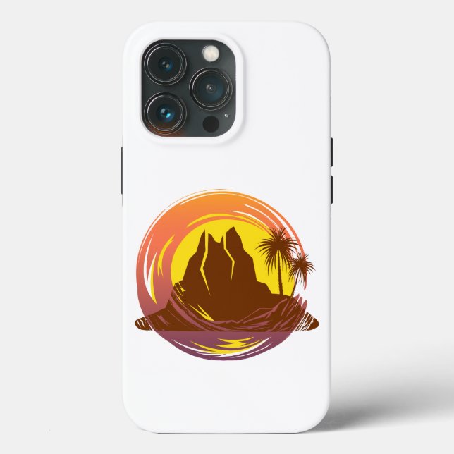 Abzeichen mit tropischer Vulkanlandschaft und Palm Case-Mate iPhone Hülle (Rückseite)