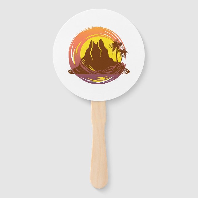 Abzeichen mit tropischer Vulkanlandschaft und Palm Fächer (Vorderseite)