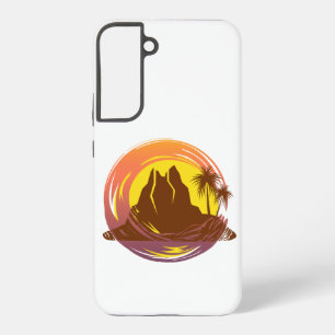 Abzeichen mit tropischer Vulkanlandschaft und Palm Samsung Galaxy Hülle