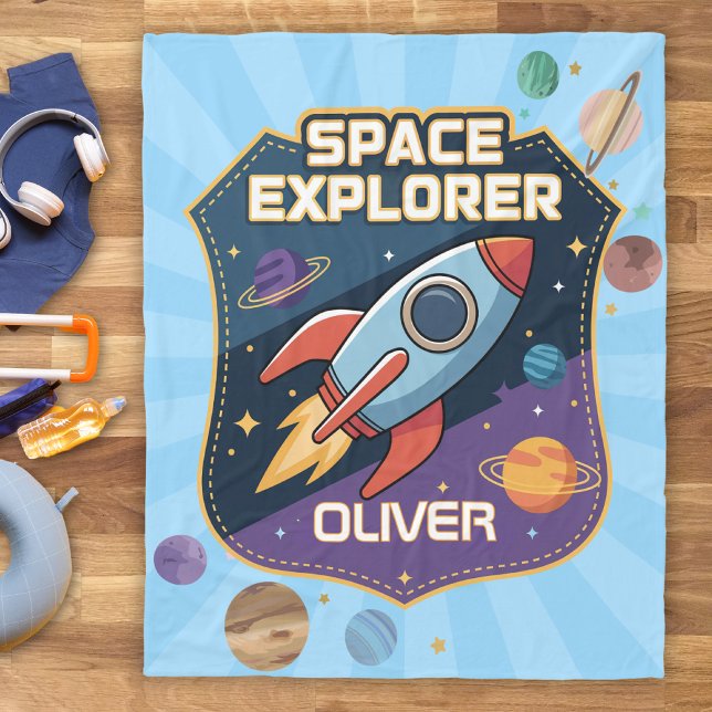 Abzeichen niedlich Space Explorer Fleecedecke (Von Creator hochgeladen)