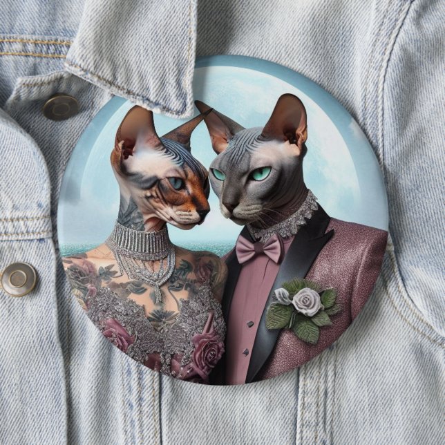 Abzeichen Sphynx Cat Valentine Jahrestag Button (Beispiel)