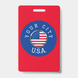 Abzeichen - USA Personalisiert - Name der Stadt hi Ausweis