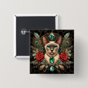 Abzeichen Vintage Siamese Cornish Rex Katze Kunst Button