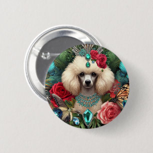 Abzeichen Weiße Pudel Kunst Button