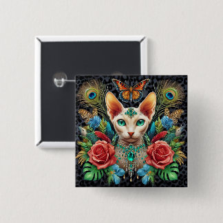 Abzeichen White Sphynx Cat Art Button