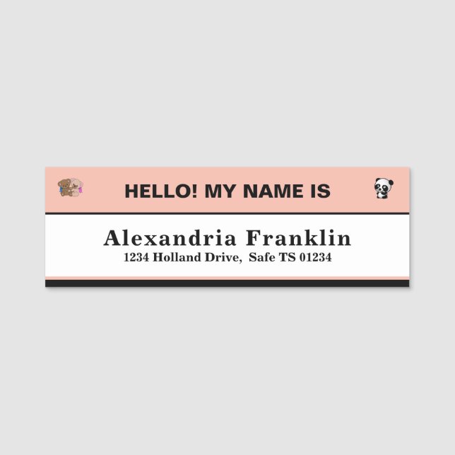 Abzeichen zur Identifikation von Schülerinnen und  Namensschild (Vorderseite)