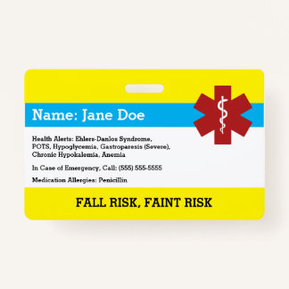 Abzeichen zur medizinischen Warnung Ausweis