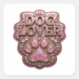 Abziehbarer Goldener DOG LOVER Quadratischer Aufkl Aufkleber