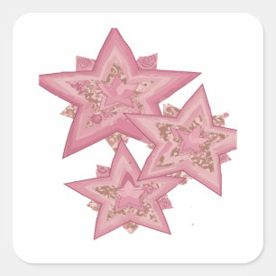 Abziehbares Rosa PINK STARRY NIGHT Vinyl-Optik Quadratischer Aufkleber