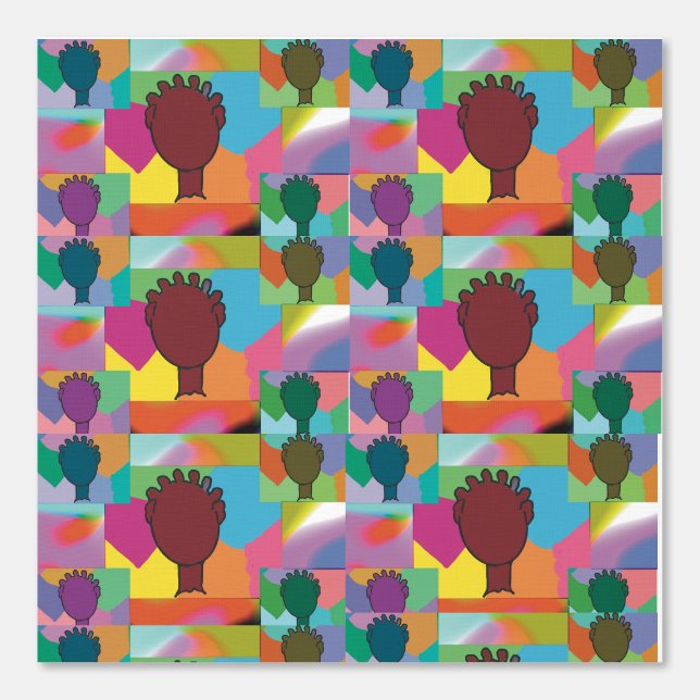 Abziehfolie und Stickerei 3 - Gesichter Tapete (Vorderseite)