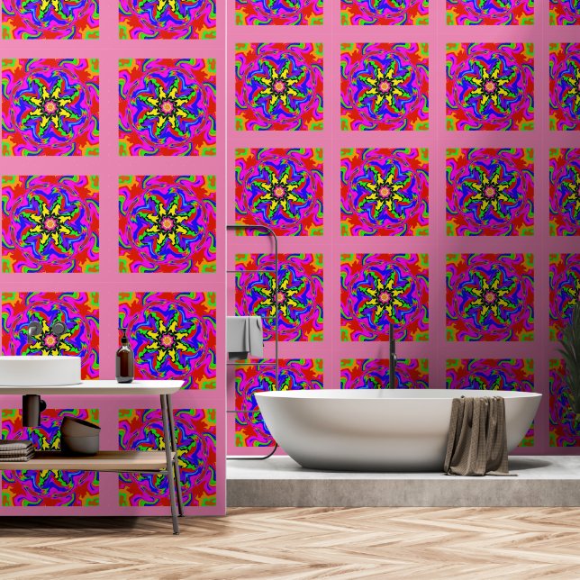 Abziehpapier 34 - rosa tapete (Badezimmer)