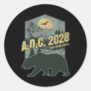 AC 2028 für Präsident Resist Bear Alexandria Ocas Runder Aufkleber