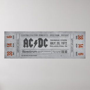 AC/DC Konzert Ticket – Vintage Rock Wandkunst Druc Poster