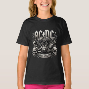 AC/DC x Harley Davidson Skull Motor Artwork T-Shirt