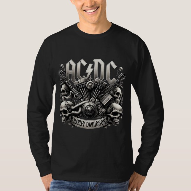 AC/DC x HARLEY DAVIDSON SKULL MOTOR ARTWORT T-Shirt (Vorderseite)