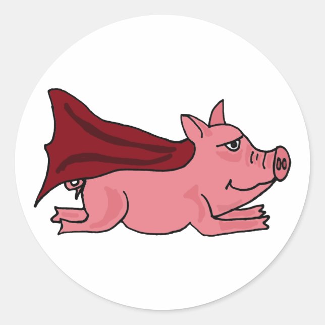 AC- Flying Super Pig-Cartoon Runder Aufkleber (Vorderseite)