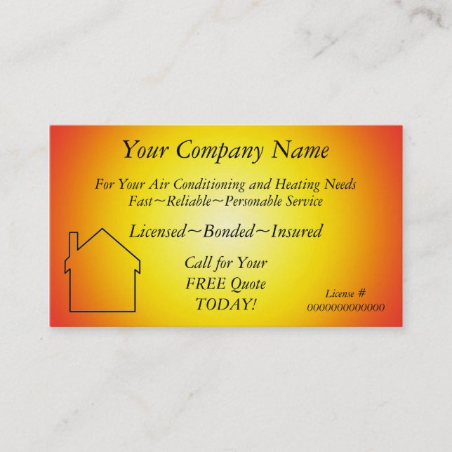 AC/Heating/Solar~Appliance Auftragnehmer-Bus. Visitenkarte (Vorderseite)