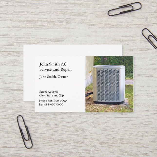 AC Service and Repair Business Card Visitenkarte (Vorderseite/Rückseite Beispiel)