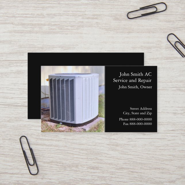 AC Service and Repair Business Card Visitenkarte (Vorderseite/Rückseite Beispiel)