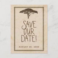 Acacia Tree African Safari Save the Date Vintag