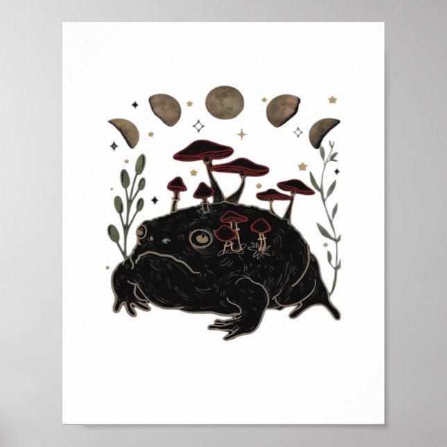 Academia Moon Witchy Goblincore Aesthetic Frog Cla Poster (Vorne)