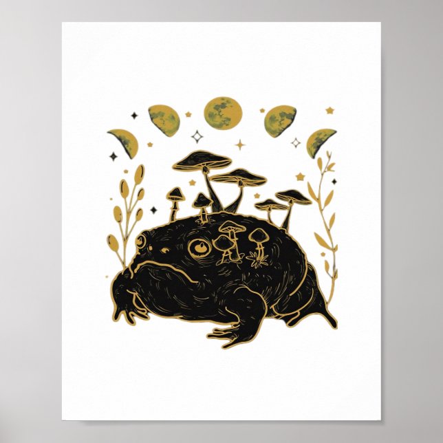 Academia Moon Witchy Goblincore Aesthetic Frog Cla Poster (Vorne)