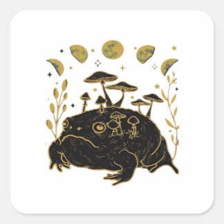 Academia Moon Witchy Goblincore Aesthetic Frog Cla Quadratischer Aufkleber