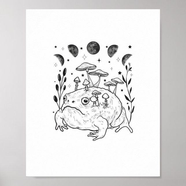 Academia Moon Witchy Goblincore Aesthetic Frog Poster (Vorne)