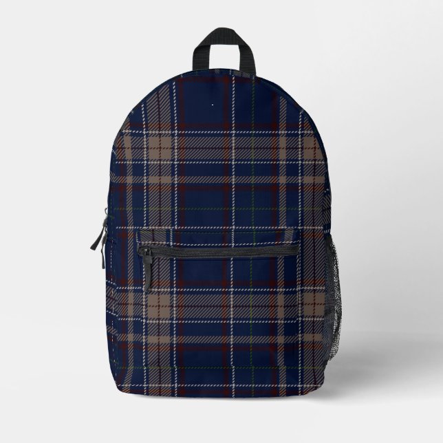 Academia Navy Blue Kariert Bedruckter Rucksack (Vorderseite)