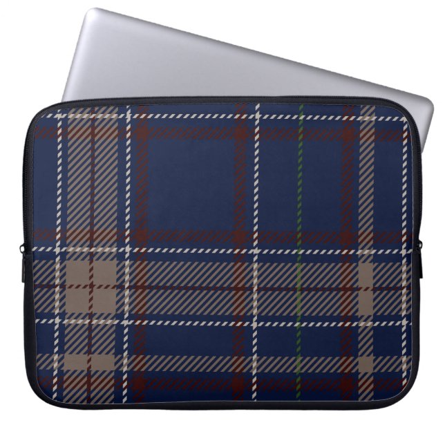 Academia Navy Blue Kariert Laptopschutzhülle (Vorderseite)