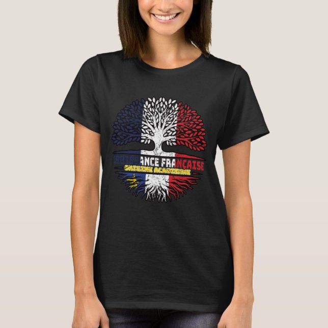 Acadia Frankreich Tree Roots Flag T-Shirt (Vorderseite)