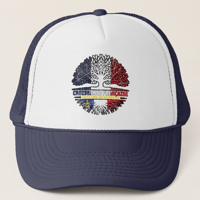 Acadia Frankreich Tree Roots Flag Truckerkappe (Vorderseite)